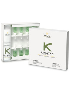 ARUAL PACK KERATIN TREATMENT Regenerador 8 ampollas y Champú, Tratamiento Débiles, Quebradizos y Sin Fuerza