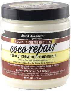 AUNT JACKIE'S COCO REPAIR 426gr. 15oz. Curls Coils Coconut Creme  Recipes Deep Conditioner