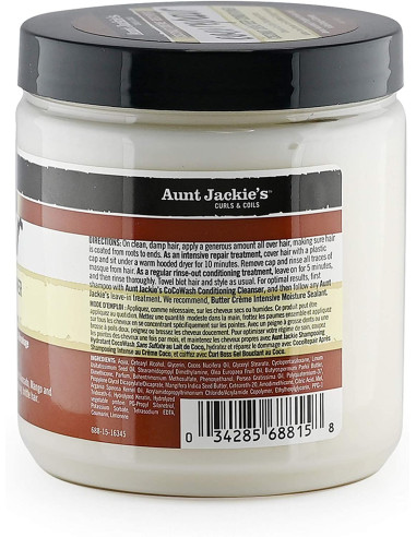 AUNT JACKIE'S COCO REPAIR 426gr. 15oz. Curls Coils Coconut Creme  Recipes Deep Conditioner