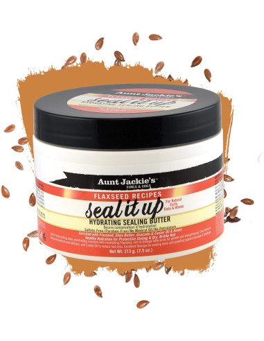 AUNT JACKIE'S SEAL IT UP 213gr. 7.5oz. FLAXSEED RECIPES Hydrating Sealing Butter