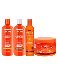 CANTU Shampoo-Conditioner-Curling Cream-Curl Activdor Cream SHEA BUTTER FOR NATURAL HAIR PACK 4UNID.