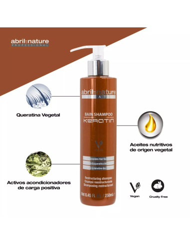 ABRILetNATURE KERATIN BAIN SHAMPOO 250ML Restaurador y Regenerador con Queratina ultra rápida