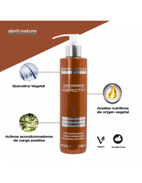ABRILetNATURE KERATIN BAIN SHAMPOO 250ML Restaurador y Regenerador con Queratina ultra rápida