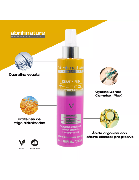 ABRILetNATURE THERMAL PROTECTOR TÉRMICO ANTI-ENCRESPAMIENTO KERATIN-PLEX LISS. ALISADO PROGRESIVO 200ml.