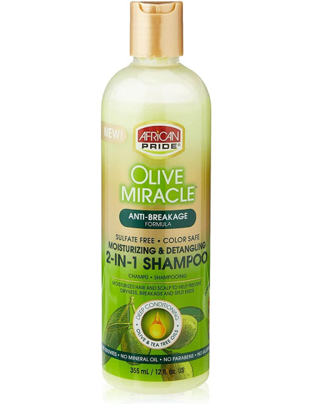 AFRICAN PRIDE OLIVE MIRACLE 2 en 1 CHAMPÚ Y ACONDICIONADOR 355ML