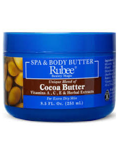 La crème au beurre de cacao Rubee (251 ml) est une lotion hydratante conçue pour le soin en profondeur des mains et du corps. El