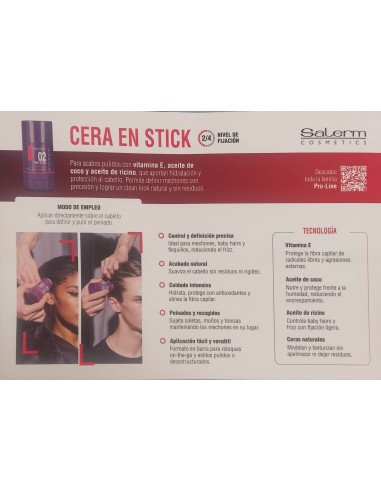 SALERM WAX STICK 02 CERA EN BARRA DE FIJACION MEDIA 50GR.