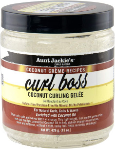 AUNT JACKIE'S CURL BOSS COCONUT CURLING GELEE 426gr. 15oz. Curls Coils Coconut Creme Recipes