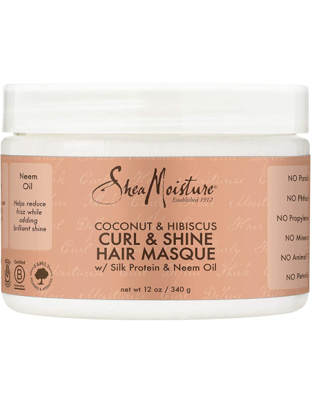 Shea Moisture Curl Shine Hair Masque 340gr. 12oz. Coconut,Hibiscus
