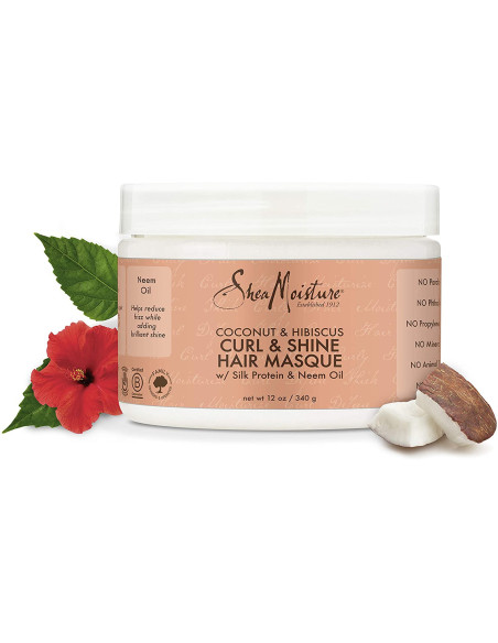 Shea Moisture Curl Shine Hair Masque 340gr. 12oz. Coconut,Hibiscus