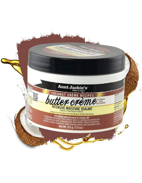 AUNT JACKIE's BUTTER CREME 213gr. 7.5oz. Curls Coils Intensive Moisture Sealant Coconut Creme Recipes