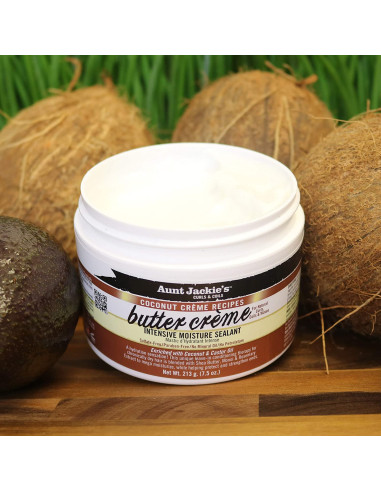 AUNT JACKIE's BUTTER CREME 213gr. 7.5oz. Curls Coils Intensive Moisture Sealant Coconut Creme Recipes