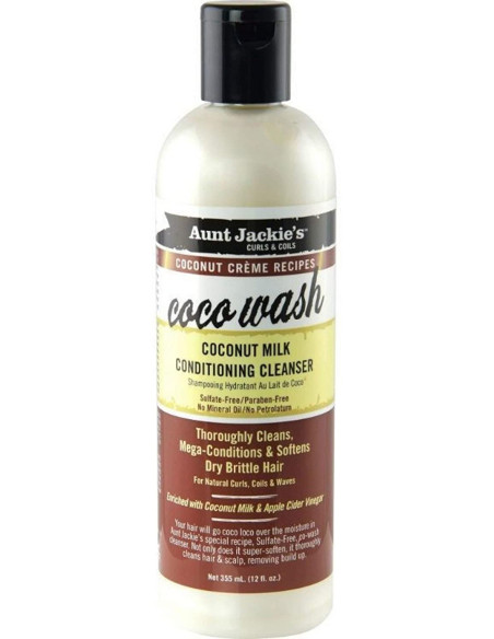 AUNT JACKIE'S COCO WASH 355ml. 12oz. Curls Coils Coconut Milk Conditioning Cleanser coconut Creme Recipes