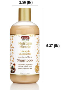 African Pride Moisture Miracle Shampoo Honey,Coco 354ml. 12oz.  Nourish Shine
