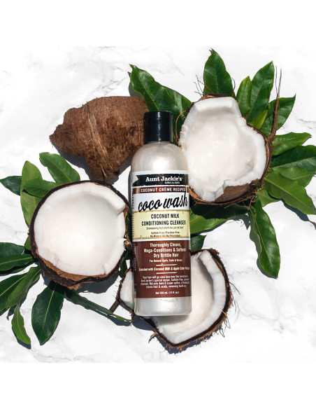 AUNT JACKIE'S COCO WASH 355ml. 12oz. Curls Coils Coconut Milk Conditioning Cleanser coconut Creme Recipes