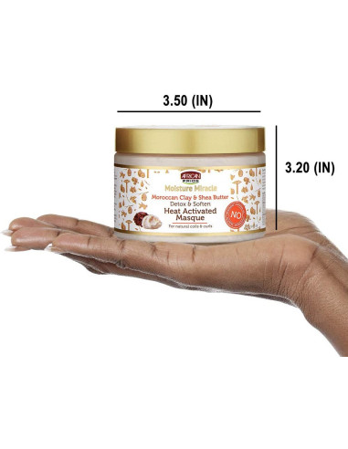 African Pride Moisture Miracle Heat Activaded Masque 340gr. 12oz. Moroccan Clay Shea Butter