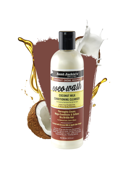 AUNT JACKIE'S COCO WASH 355ml. 12oz. Curls Coils Coconut Milk Conditioning Cleanser coconut Creme Recipes