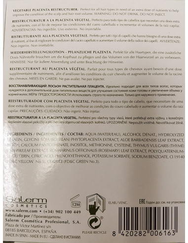 SALERM PLACENTA VEGETAL HAIRLAB 4X13ml.