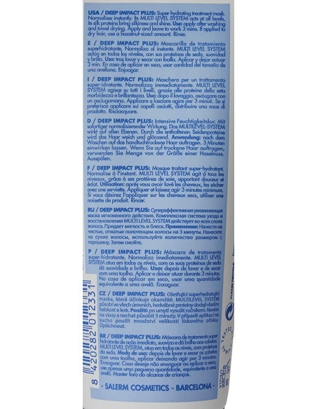 SALERM MASK DEEP IMPACT PLUS KERATIN SHOT 200ml.